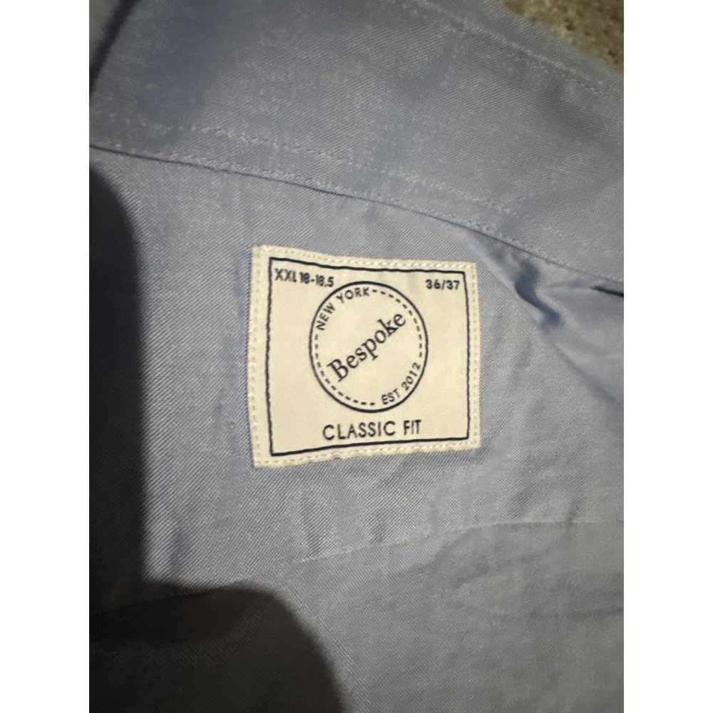 New York Bespoke Mens XXL 18-18.5 36/37 Light Blue Classic Fit Button Down Shirt - Picture 4 of 5